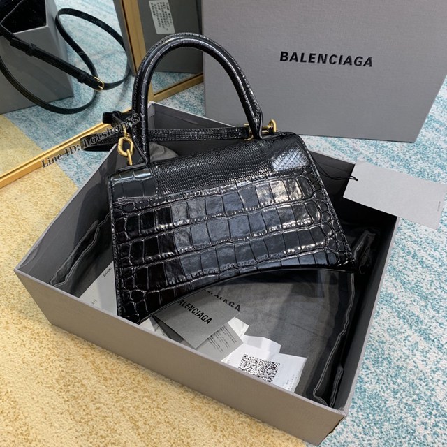 Balenciaga專櫃爆款Hourglass鱷魚紋沙漏包 巴黎世家三拼鱷魚蜥蜴蛇皮沙漏包 fyj1896